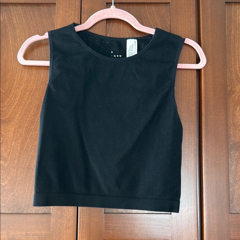 a new day Black Ribbed Tank Top